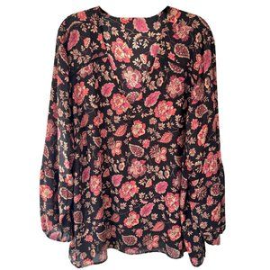 Maurices Black Floral Tunic Top Blouse - Plus Size 4